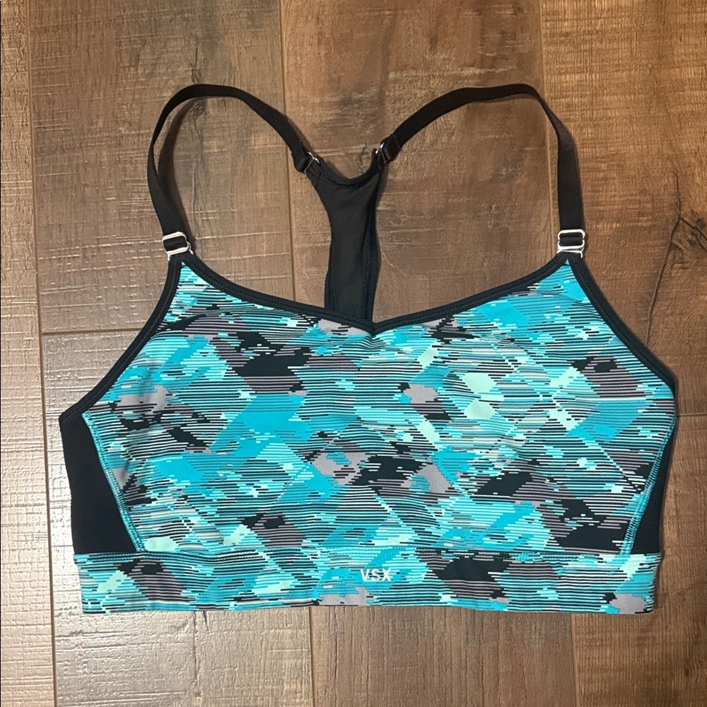 VSX Women's Black and Blue Patterned Sports‎ Bra